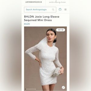 BHLDN Josie long sleeve sequined mini dress